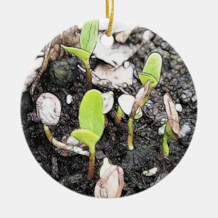 Newly Sprouted Seedlings Ceramic Tree Decoration