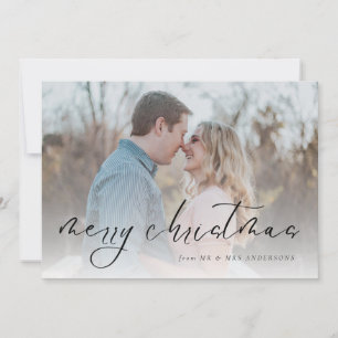 Newly Wed Photo Script Merry Christmas Holiday Card