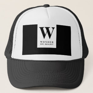 Newly Wed Sophisticated Wedding Monogram   Black Trucker Hat