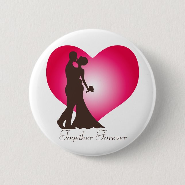 Newly wedded couple 6 cm round badge (Front)