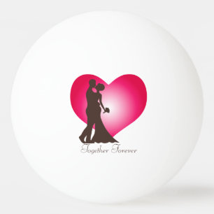 Newly wedded couple ping pong ball