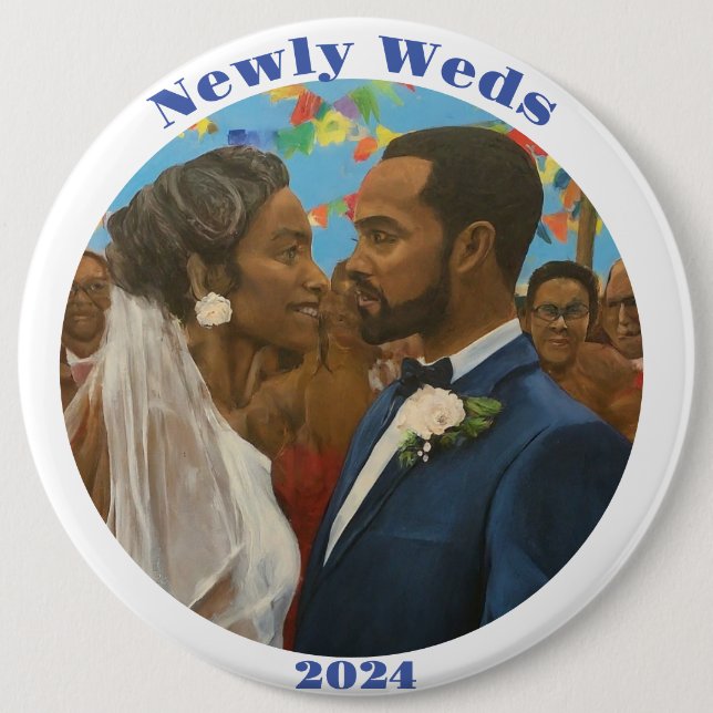Newly Weds 6 Cm Round Badge (Front)
