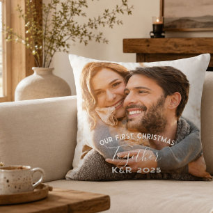 Newly Weds Our First Christmas Together Photo Cushion