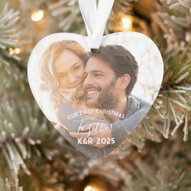 Newly Weds Our First Christmas Together Photo Ornament (Tree)