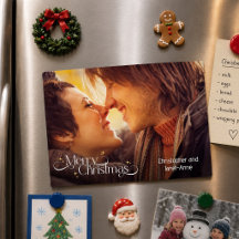 Newly Weds Photo Christmas Card Keepsake Magnet