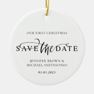 Newly Weds Photo First Christmas Save the Date Ceramic Tree Decoration