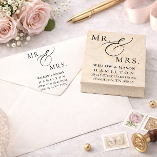 Newly Weds Return Address Wedding Stamp