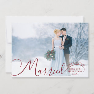 Newlywed 2 Photo Script Married Little Christmas Holiday Card