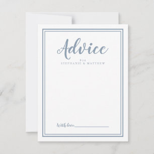 Newlywed Advice Card   Dusty Blue Modern Wedding