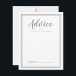Newlywed Advice Card | Grey White Modern Wedding<br><div class="desc">Simple and elegant wedding newlywed advice card features a minimalist design with a double frame border in ultimate grey on a crisp white background. Personalise with your names. Space provided for your guest to add their advice, well wishes, and signature. Lettering and script are in grey. The back of the...</div>