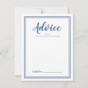 Newlywed Advice Card   Modern Wedding Blue White