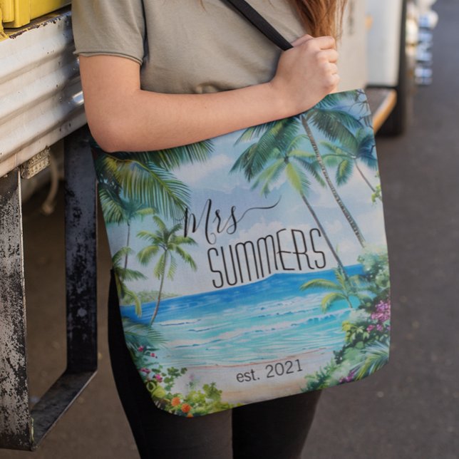 Newlywed Bride Beach Tropical Hawaii Tote Bag (Creator Uploaded)