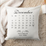 Newlywed Calendar Wedding Date  Cushion<br><div class="desc">This Newlywed Wedding Date Throw Pillow is perfect to give to a newly married couple. Display their special day on a calendar display. This can also be a great anniversary gift for those who have weathered the years together.</div>