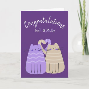 Newlywed Cats Congratulations on Purple Card