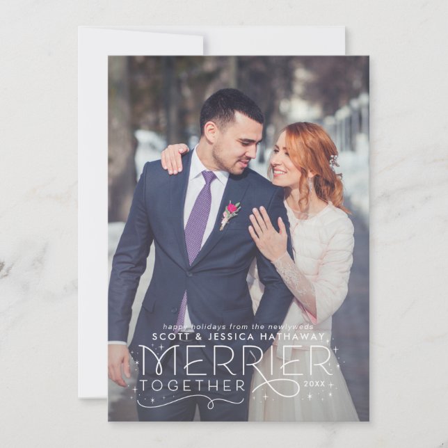 Newlywed Christmas Card with Wedding Photo (Front)