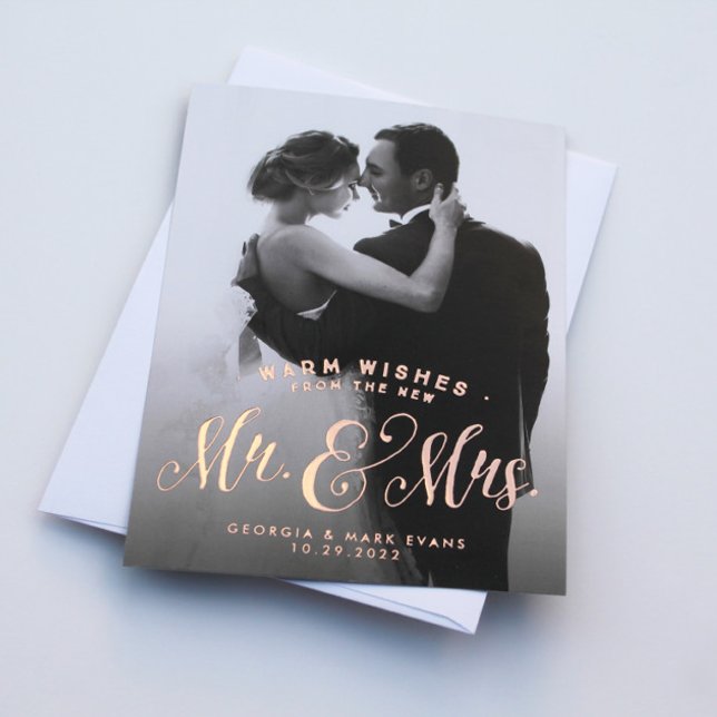 Newlywed Christmas Mr and Mrs warm wishes Foil Holiday Card (Creator Uploaded)