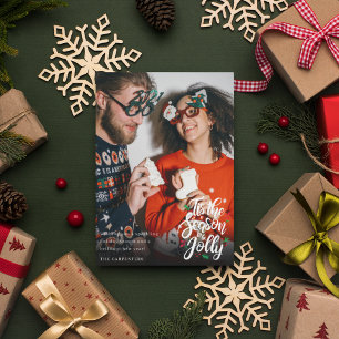 Newlywed Couple Modern Photo Christmas Holiday Card