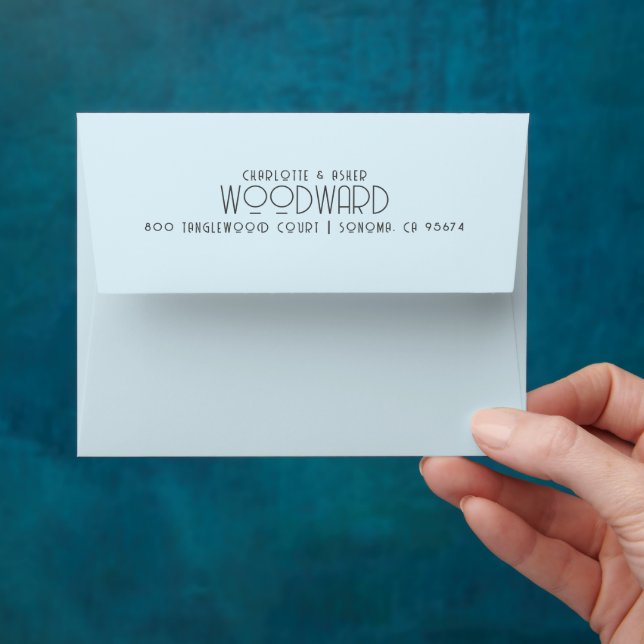 Newlywed Couple Name Wedding Monogram Blue Envelope (Hand)