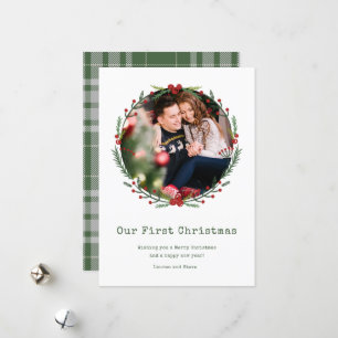 Newlywed Couple Photo First Married Christmas Holiday Card
