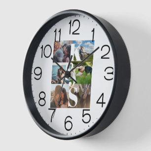 Newlywed Couples Gift Photo Collage Personalized Clock
