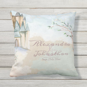 Newlywed Fairy Tale Watercolor Cushion