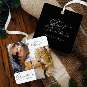 Newlywed First Christmas Married Photo Keepsake Metal Tree Decoration