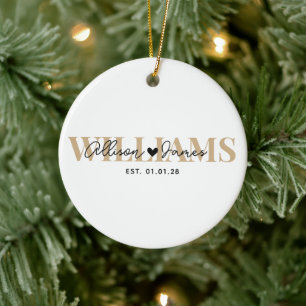 Newlywed First Christmas Mr & Mrs Wedding Custom Ceramic Tree Decoration