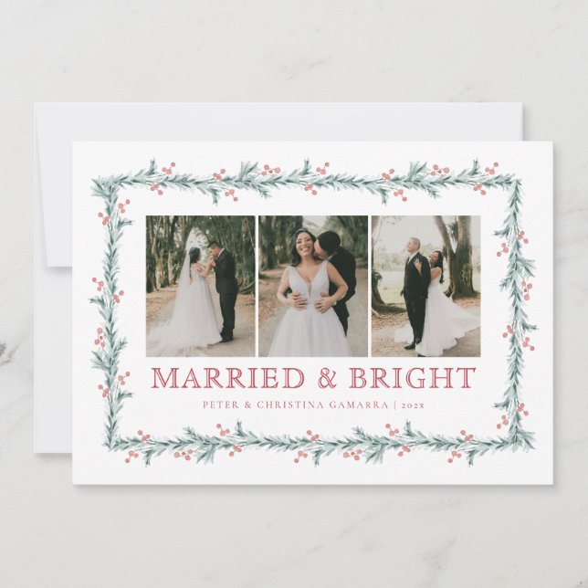 Newlywed First Christmas Multiphoto Holiday Card (Front)