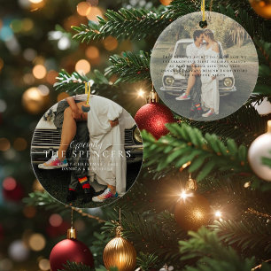 Newlywed First Christmas   Personalised Photo  Ceramic Tree Decoration