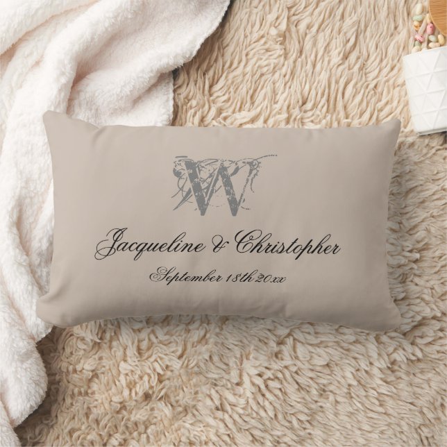 Newlywed Gift Monogram Chic Script Name Keepsake  Lumbar Cushion (Blanket)