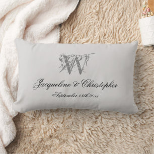Newlywed Gift Monogram Name Chic Script Keepsake  Lumbar Cushion