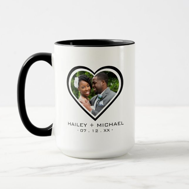 Newlywed Heart Photo Picture Wedding Mug (Left)