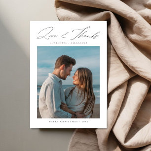 Newlywed Love and Thanks Beach Photo Christmas Holiday Card