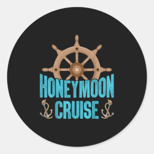 Newlywed Loving Couple Matching Honeymoon Cruise Classic Round Sticker