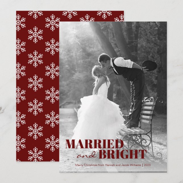 Newlywed Married and Bright Christmas Holiday Card (Front/Back)