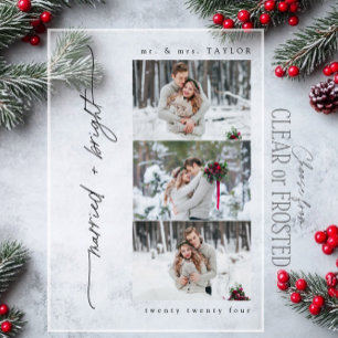 Newlywed Married and Bright First Christmas Photo Acrylic Invitations