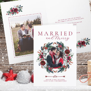 Newlywed Married and Merry photo Christmas Holiday Card