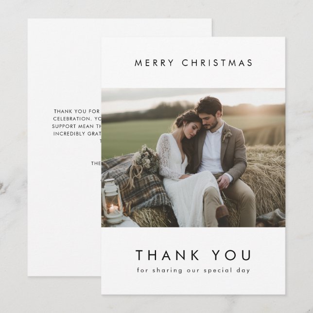 Newlywed Married Thank You Christmas Photo Holiday Card (Front/Back)