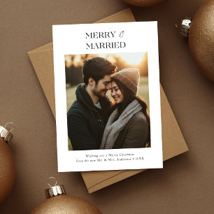 Newlywed Merry & Married Christmas Photo Holiday Card