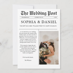 Newlywed Merry & Married Newspaper Christmas Photo Holiday Card