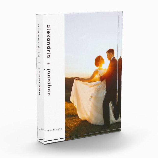 Newlywed Monogram Minimalist Modern Photo Block (Left)