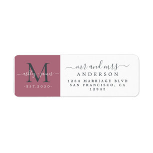 Newlywed Monogram Mr Mrs Return Address 