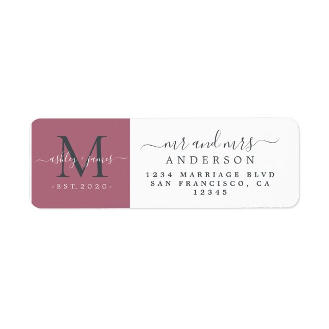 Newlywed Monogram Mr Mrs Return Address  (Front)