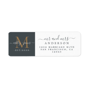 Newlywed Monogram Mr Mrs Return Address