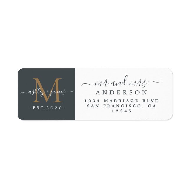 Newlywed Monogram Mr Mrs Return Address (Front)