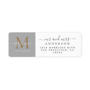 Newlywed Monogram Mr Mrs Return Address