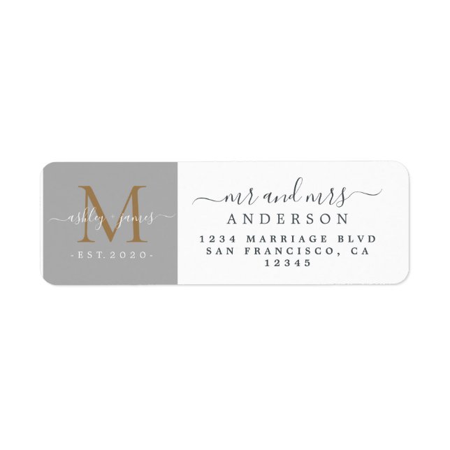 Newlywed Monogram Mr Mrs Return Address (Front)