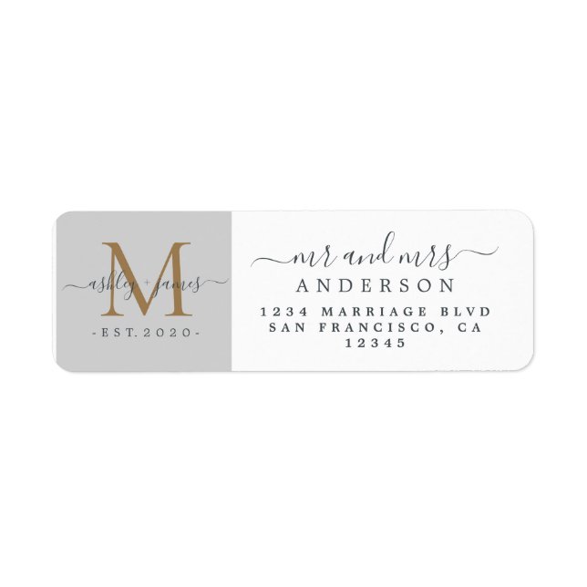 Newlywed Monogram Mr Mrs Return Address (Front)