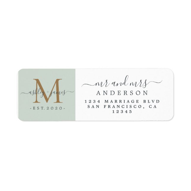 Newlywed Monogram Mr Mrs Return Address (Front)