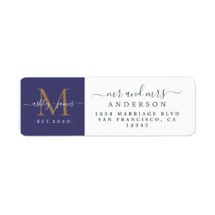 Newlywed Monogram Mr Mrs Return Address